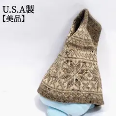 【美品 USA製】 WPL7503 ウール混 フェアアイル柄 ニットキャップ