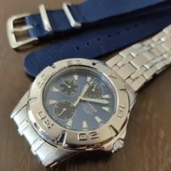 【オマケ付】casio mtd-1047 クロノグラフ ネイビー デイデイト