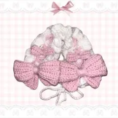 リボンフリルヘッドドレス　ピンク　白　量産型