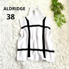ALDRIDGE アルドリッジ◆ノースリーブタートルニット　白黒チェック　38