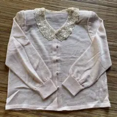 花柄刺繍付きピンクカーディガン