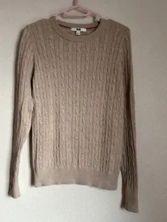 ユニクロ 薄手ニット カシミヤ混 ケ－ブルニット クルーネック