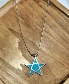 Turquoise ☆STAR★ riquid silver necklace
