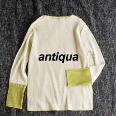antiqua　アンティカ　配色デザインプリーツメロウトップス　アイボリーのサムネイル