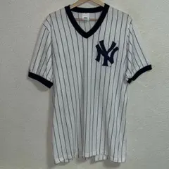90s USA製 majestic ヤンキース ピンストライプ Tシャツ XLのサムネイル