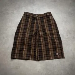 Dickies checked wide half pants y2k 膝下 - メルカリ