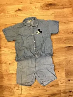 プティマイン　ミッキーマウス デニム 半袖　ズボン　セットアップ　100