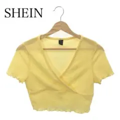 SHEIN シーイン 半袖カットソー Ｖネック トップス シアー