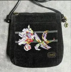 FEILER 花柄刺繍 ショルダーバッグ 黒