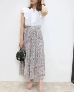 INGNI イング 花柄プリーツフレアロングスカート ピンク