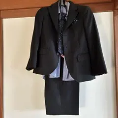 フォーマルスーツ 120cm 黒 ストライプ シャツ　ネクタイ付き