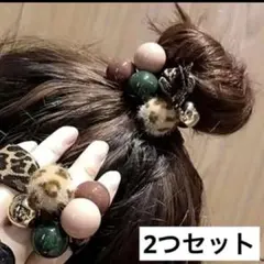 ヘアゴム　豹柄　かわいいヘアゴム　同色　2つセット