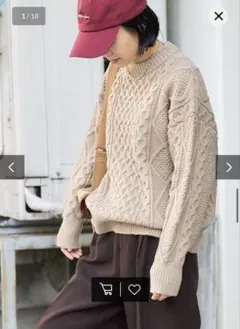 FREAK'S STORE ケーブルニットセーター ベージュ 長袖