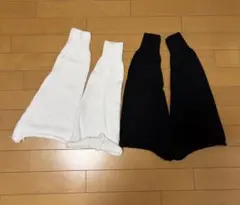 ニット レッグウォーマー ホワイト ブラック セット