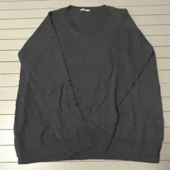 【美品】GU ダークグレー Vネック ニット Mサイズ