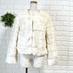 a1057 ロペピクニック フェイクファー ノーカラージャケット アイボリーM