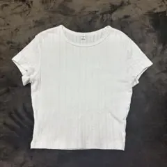 GU ストライプ 半袖Tシャツ ホワイト
