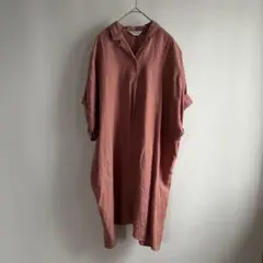 新品 LOISIR ロワズィール リネンチュニック ワンピース 麻 ピンク 新品 LOISIR ロワズィール リネンチュニック ワンピース 麻 ピンク