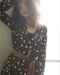 cheriemona シェリーモナ ネイビー 花柄 ワンピース カーディガン