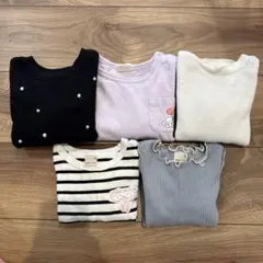 保育園 女の子 90トップス 長袖 シャツ 5着セット まとめ売り フリル