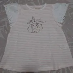 Lily ivory Tシャツ ウサギ柄 フリル袖のサムネイル