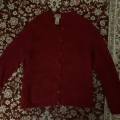 L.L.Bean コットンニット カーディガン 赤 L 古着