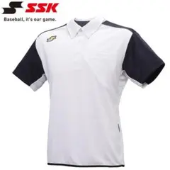 SSK ボタンポロシャツ O ホワイト×ネイビー