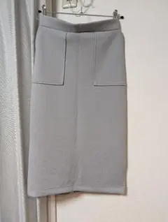 グレー タイトスカート 大きなポケット付き