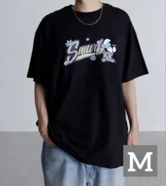 スマーフプリントTシャツ　GeeRAコラボ　ブラック　Mのサムネイル