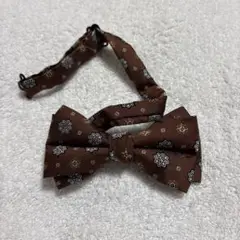 ブラウン花柄シルク蝶ネクタイ
