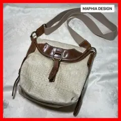 【MAPHIA DESIGN】 ショルダーバッグ☆レザー☆クロコ風柄☆ベージュ系