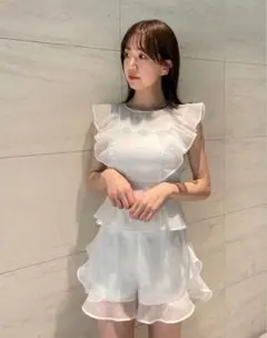 完売色♥️新作新品✨SNIDEL オーガンジーフリルブラウス✨ IVR - メルカリ