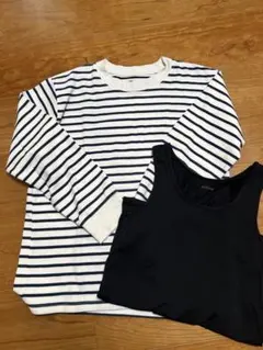 無印良品ボーダーカットソー150 UNIQLOエアリズム150