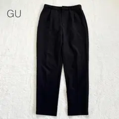 【ジーユー】ストレッチテーパードパンツ 丈標準 スラックス タック 黒【L】