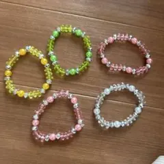 カラフルビーズブレスレット5個セット