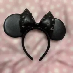 黒 スタッズ付きミニーマウス耳カチューシャ