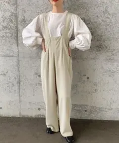 select MOCA by son ハイウエストサロペット　アイボリー