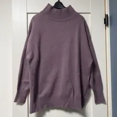 パープル ハイネックセーター 長袖
