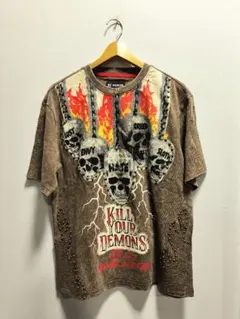 LA買い付けアイテムMakobiウォッシュドアウトスカル&スタッズTee 2XL 