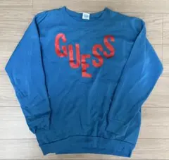90s ヴィンテージ　GUESS スウェット トレーナー ブルー　MとLの間のサムネイル