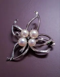 【美品】TASAKI ブローチ Silver 本真珠 あこやパール