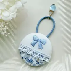 272✾︎ ハンドメイド　ヘアゴム　38㎜くるみボタン　リバティ