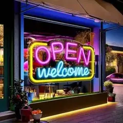 New【最安値ネオン祭り】 オープンウエルカムＯＰＥＮネオン看板p