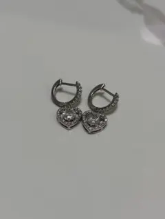 ハート型ダイヤモンドモチーフ フープピアス