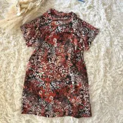 【ジョルジュレッシュ】フラワープリント 半袖ひざ丈ワンピース　36サイズ（M）