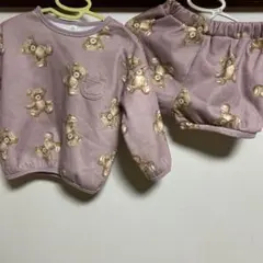 【90サイズ】クマ柄　裏起毛　長袖　セットアップ　ベビー　キッズ　女の子