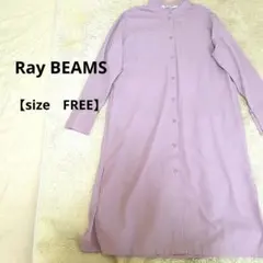 Ray BEAMS薄ピンク シャツワンピース 長袖 フリー