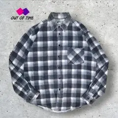 80s90sユーロLacs&MONTAGNESチェック柄フランネルシャツM黒