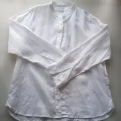 無印良品 スタンドカラーシャツ ホワイト XL　麻　100%のサムネイル