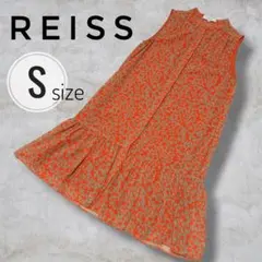 REISS ノースリーブ ワンピース　S ブラウス オレンジ ドット柄　水玉のサムネイル